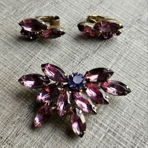 Vintage rhinestone brooch and earing set
